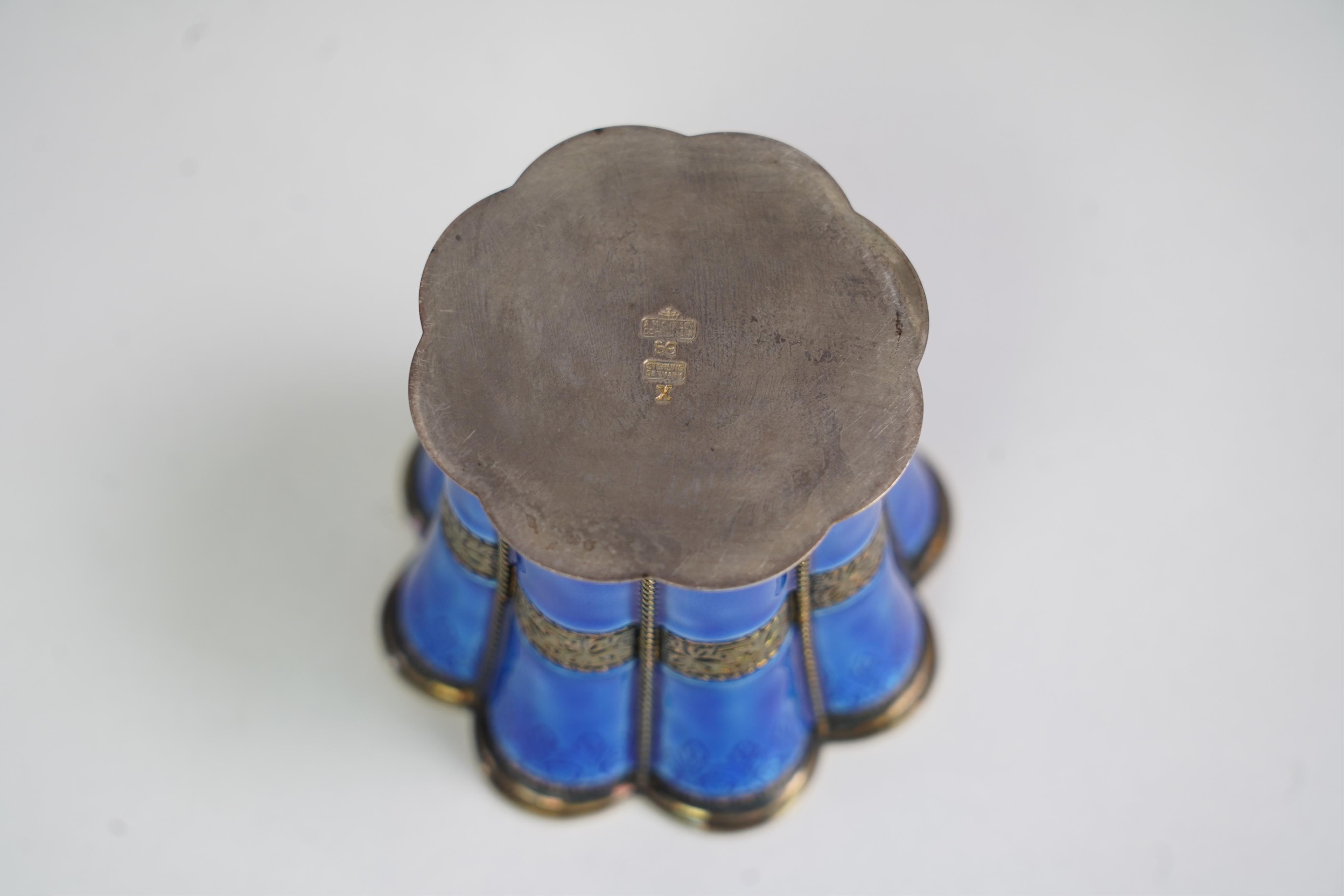 A mid 20th century Danish Anton Michelsen sterling and blue enamel beaker